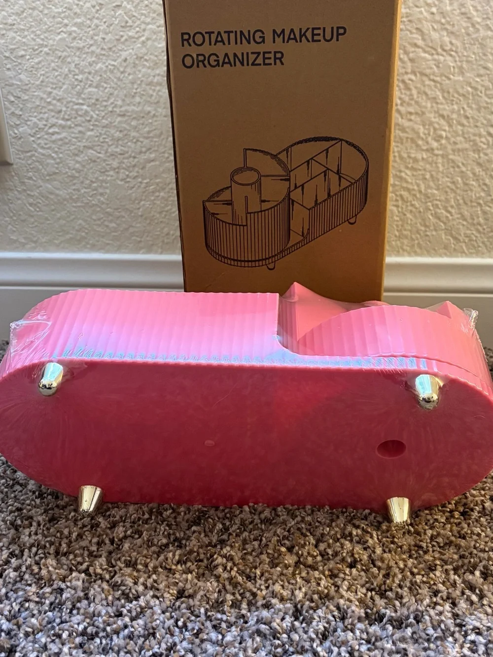 Pink Rotating Cosmetic Organizer Carousel - Compact Makeup Storage